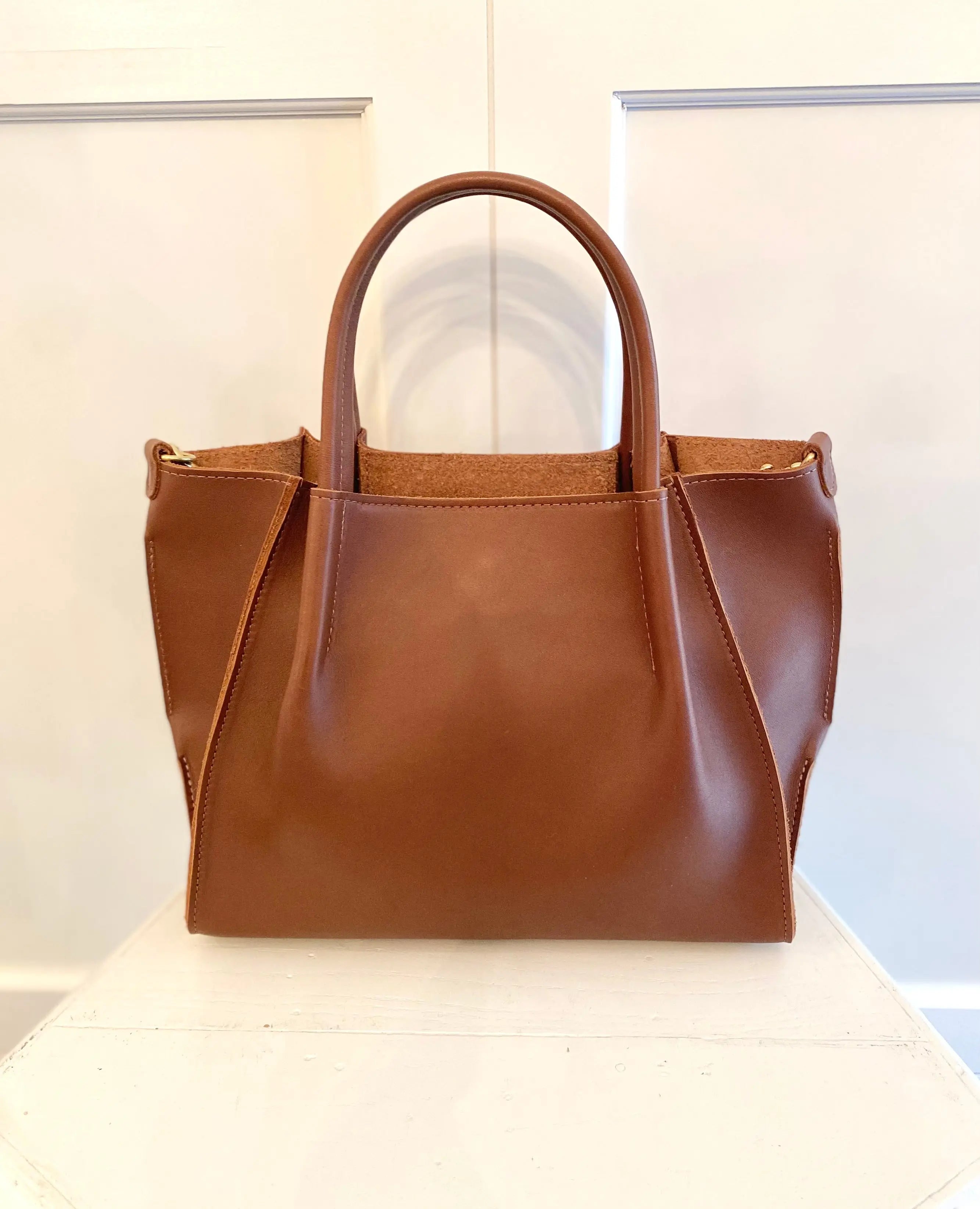 Diagonal Cross-body Single Shoulder Tan Textured Leather Bag